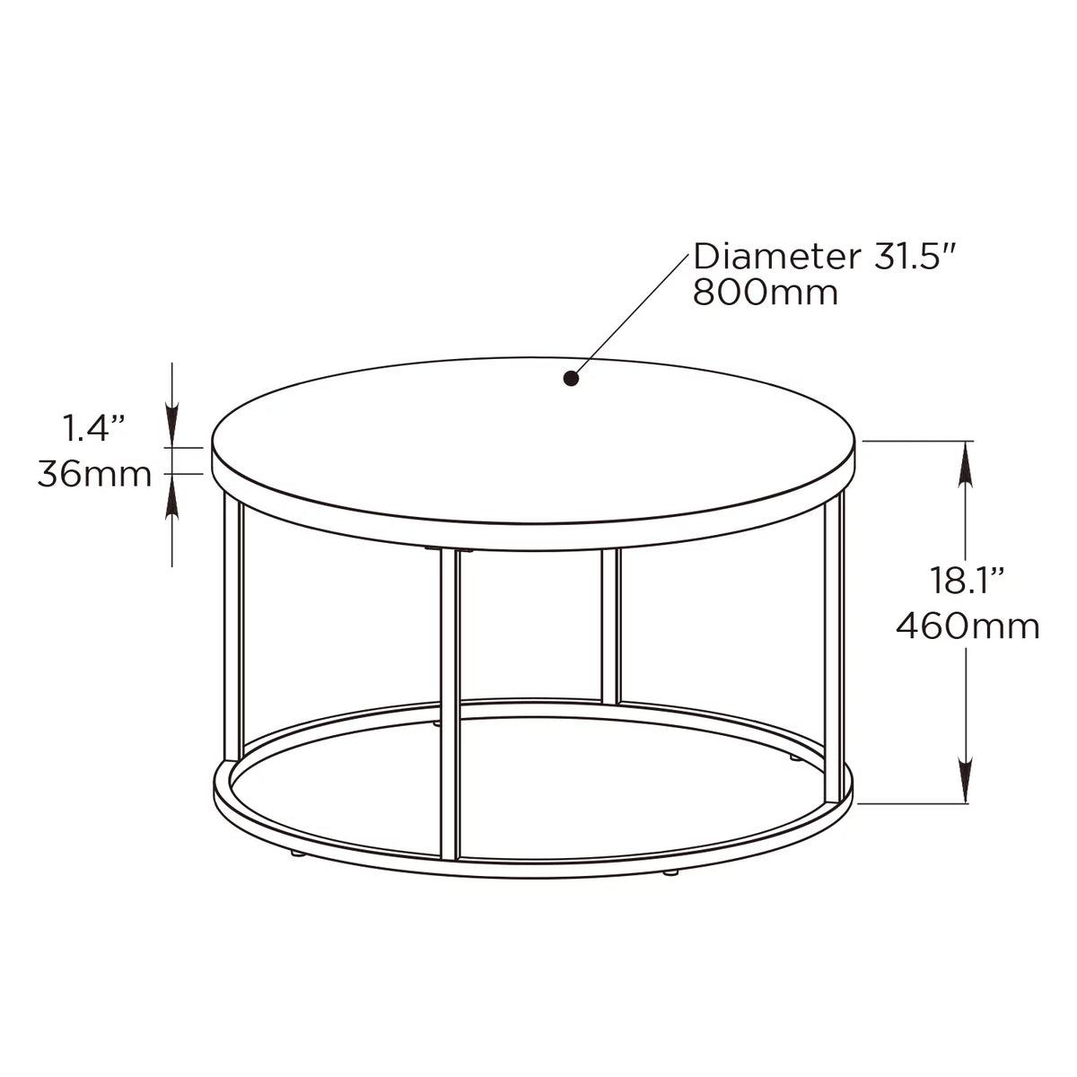 Black Marble Round Coffee Table Ottoman N713670