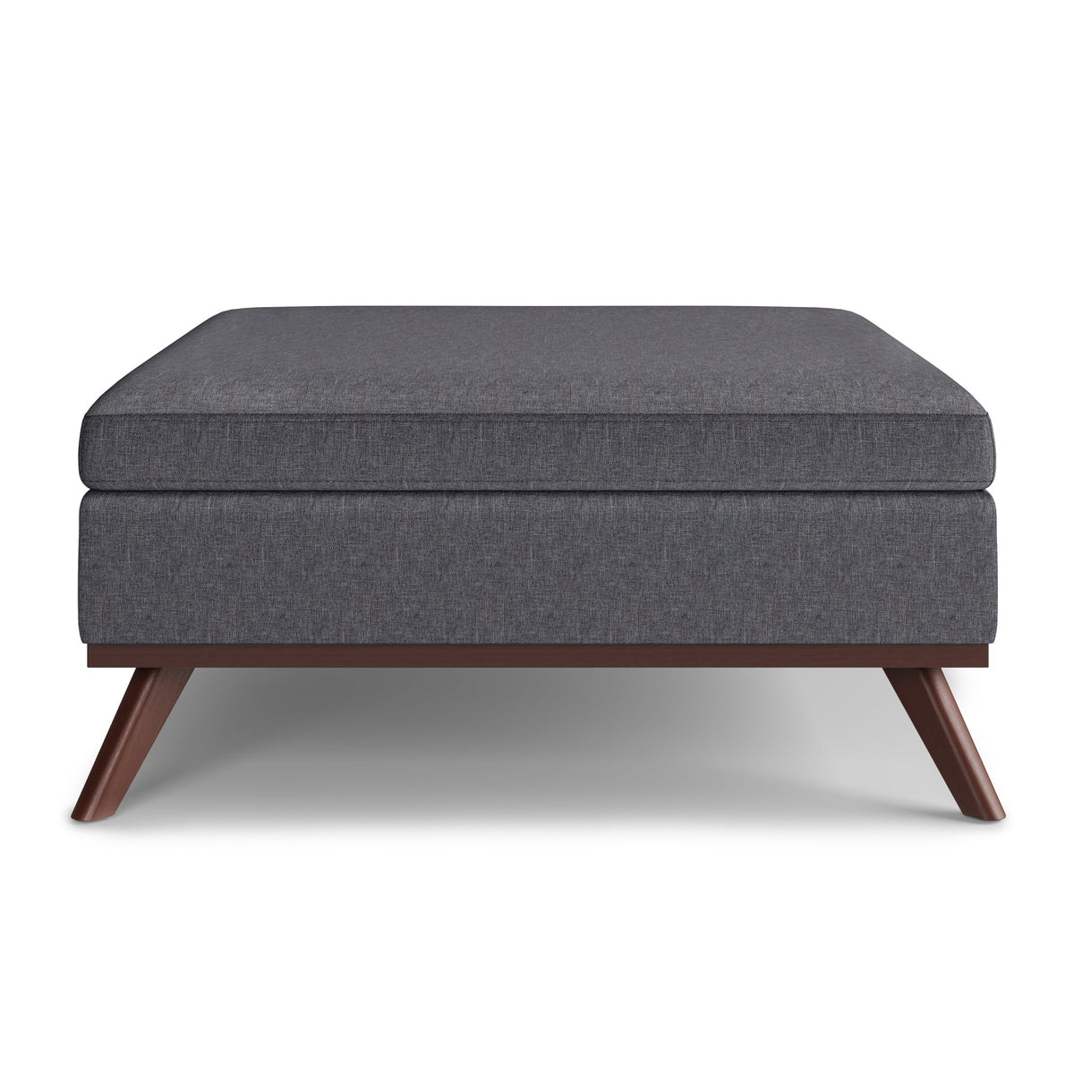 36" Square Storage Ottoman Slate Gray Linen Look Fabric S63271
