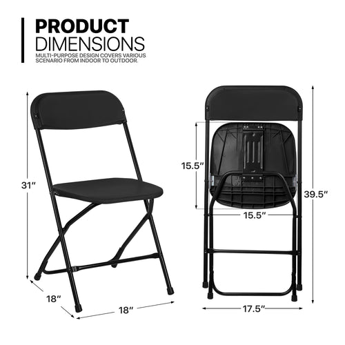 10 Pack Black Plastic Folding Chairs A732