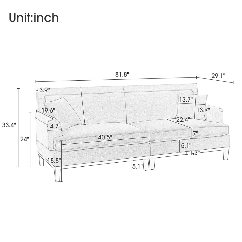 Gray Upholstered Sofa with Wooden Legs X958