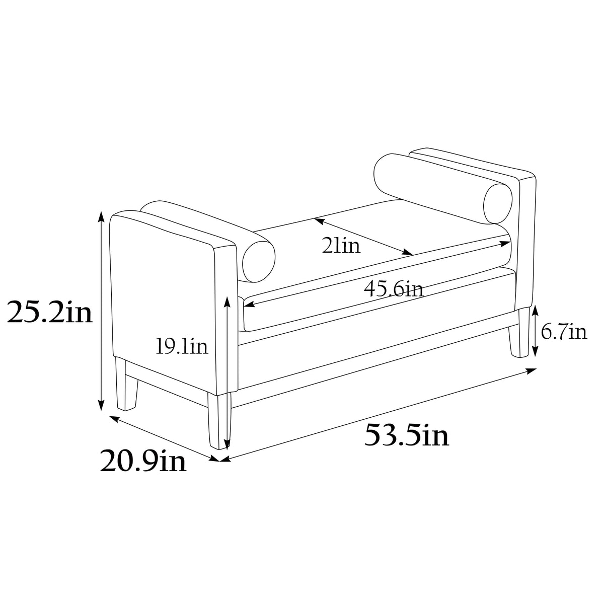 Ivory Upholstered Bench with Wood Legs A6146