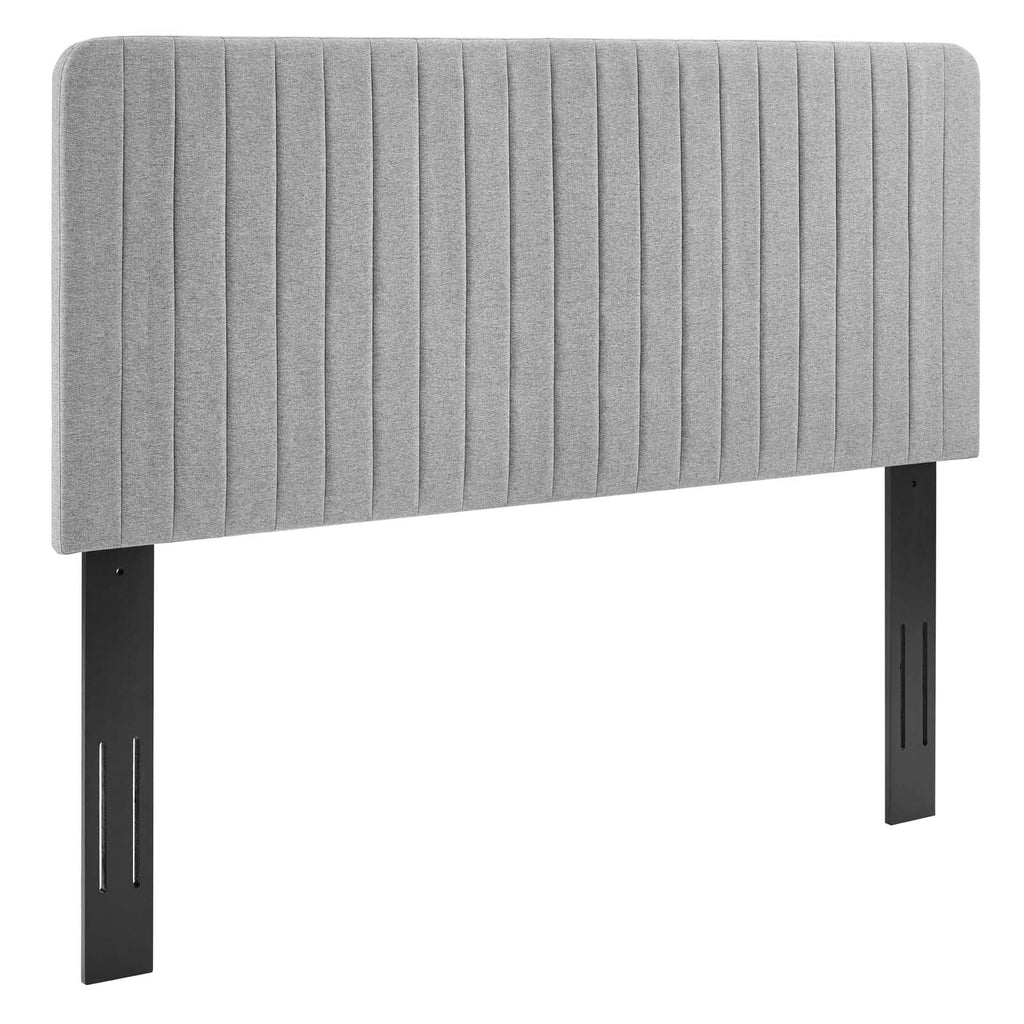 Light Gray Tufted Upholstered Fabric King Headboard K4348