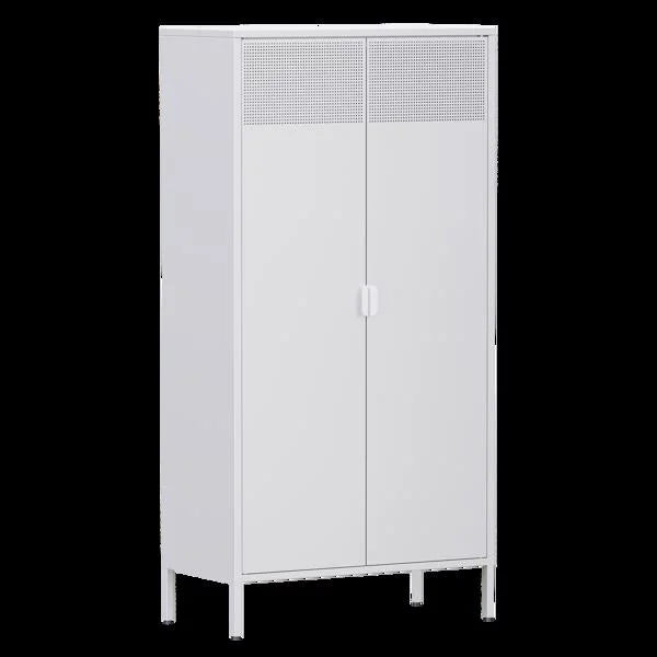 Metal Wardrobe Cabinet with Hanging Rod and Adjustable Shelves V5794