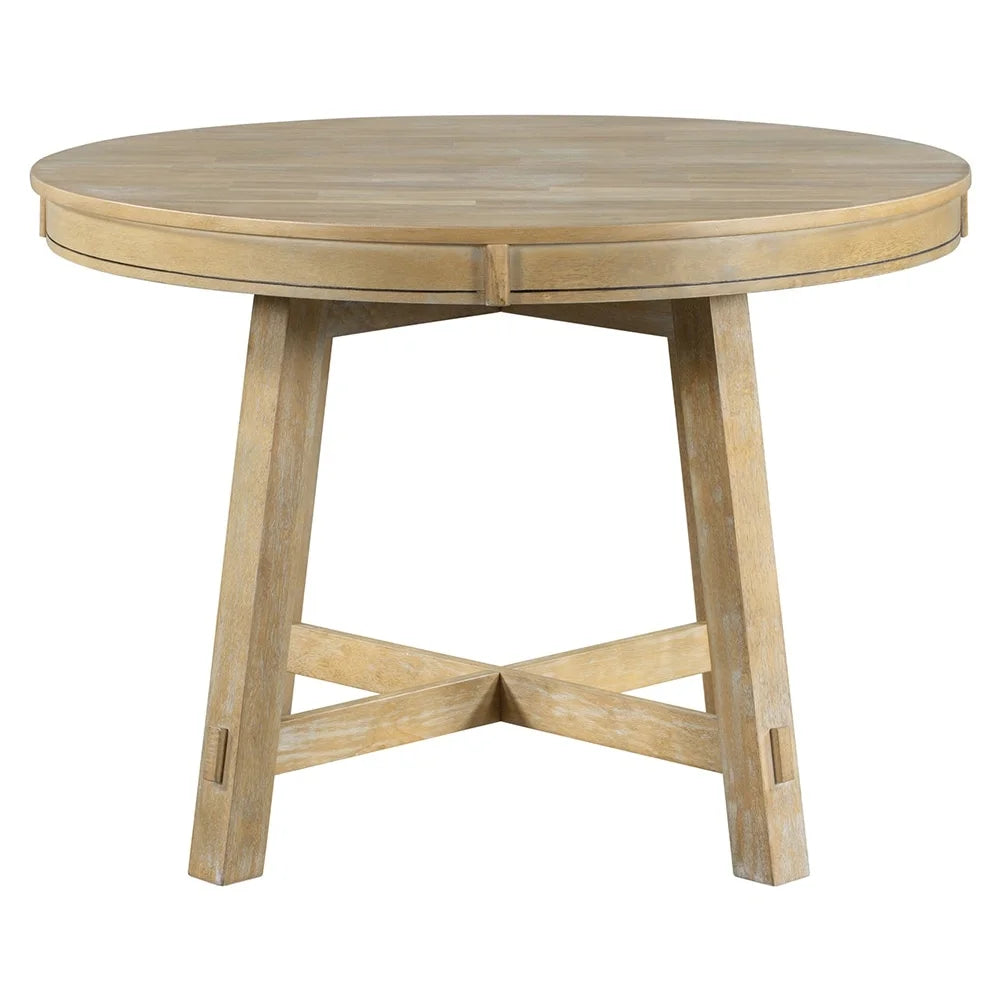 Round Extendable Dining Table Natural Wood Wash G4473