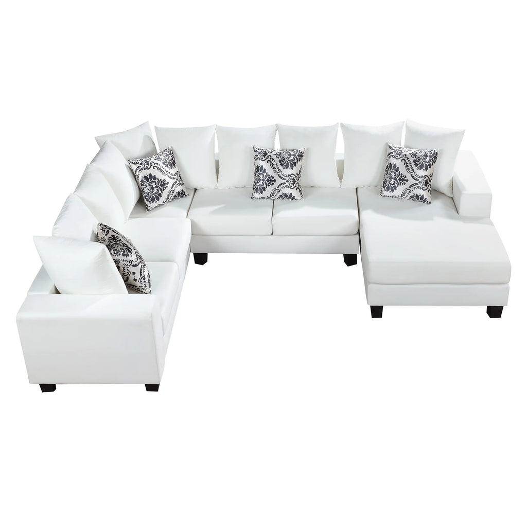 U Shape Velvet Sectional Sofa with Pillows and Chaise Lounge Y186
