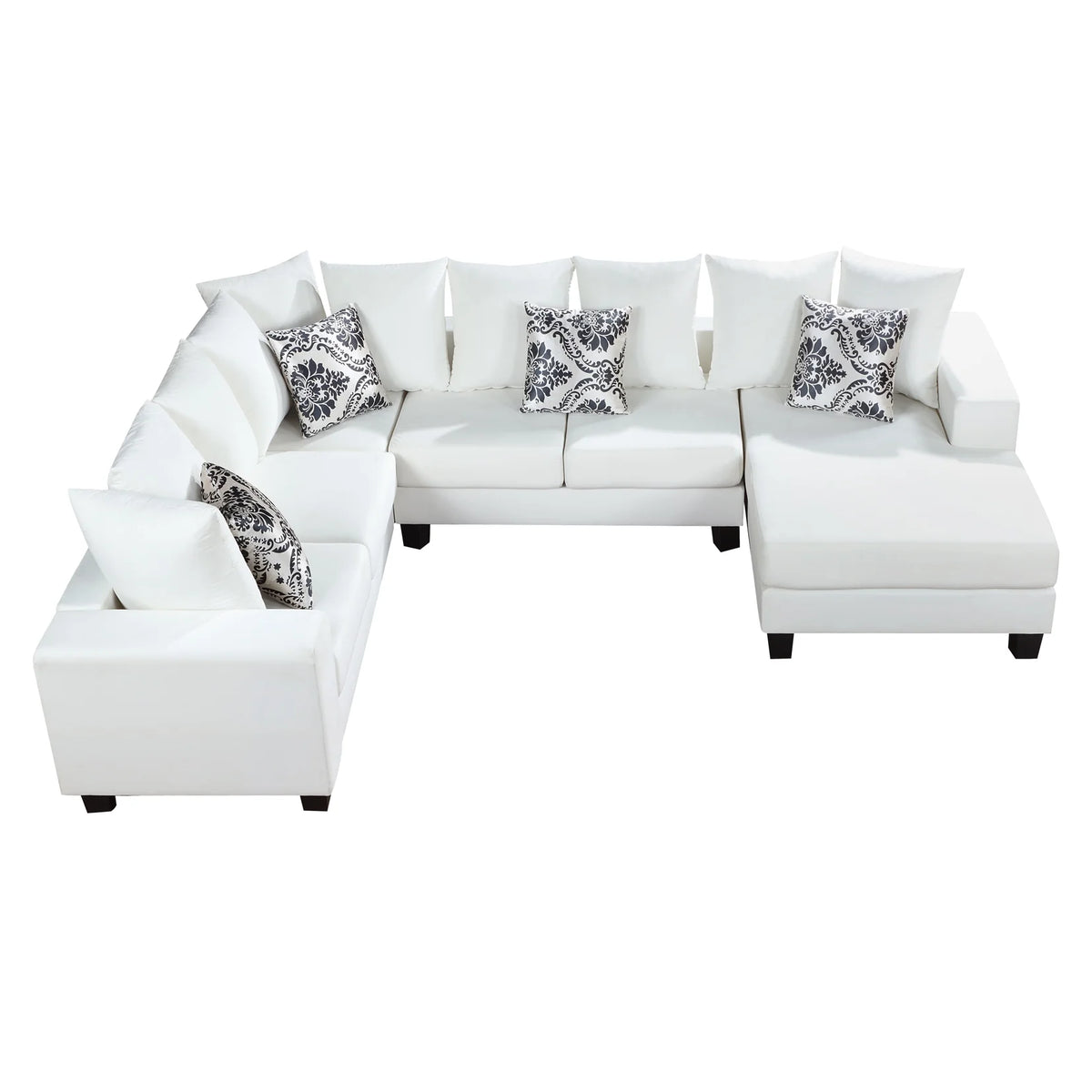 U Shape Velvet Sectional Sofa with Pillows and Chaise Lounge Y186