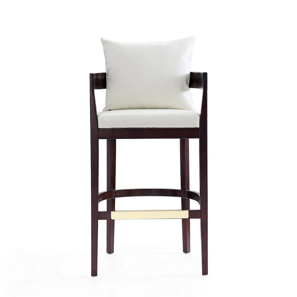 Ivory and Dark Walnut Beech Wood Barstool Z1863