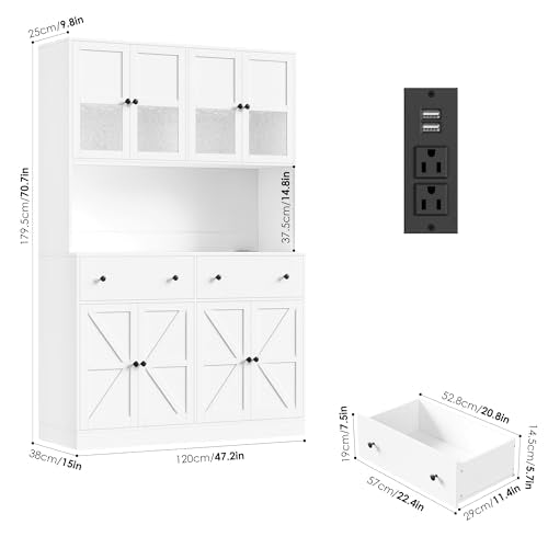 71" Black Kitchen Pantry Cabinet with Charging Station B49423