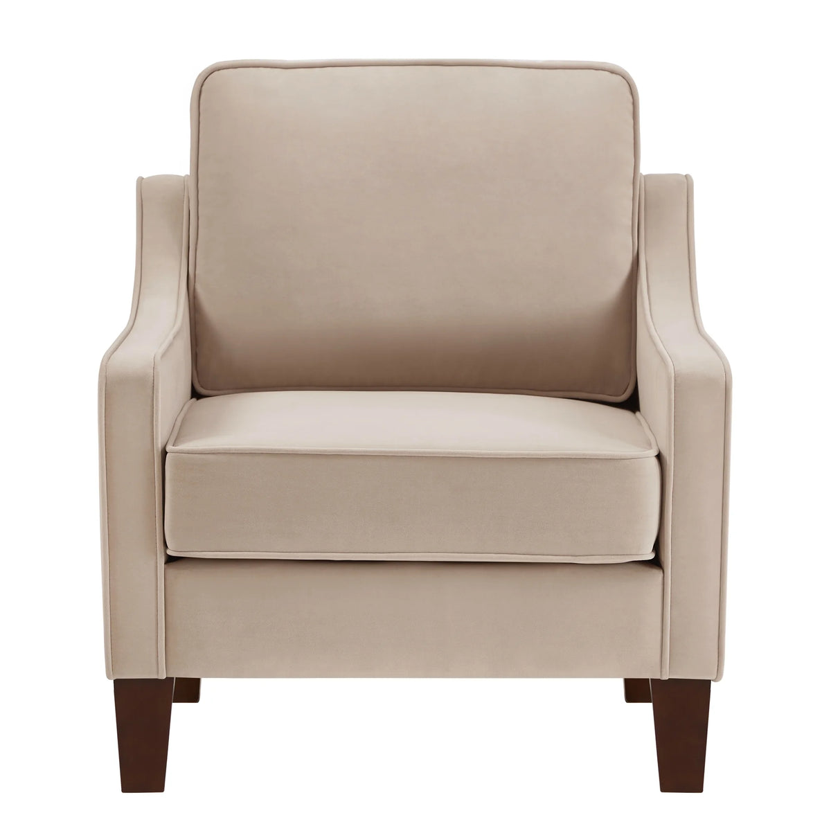 Taupe Velvet Upholstered Armchair with Wooden Legs G991573