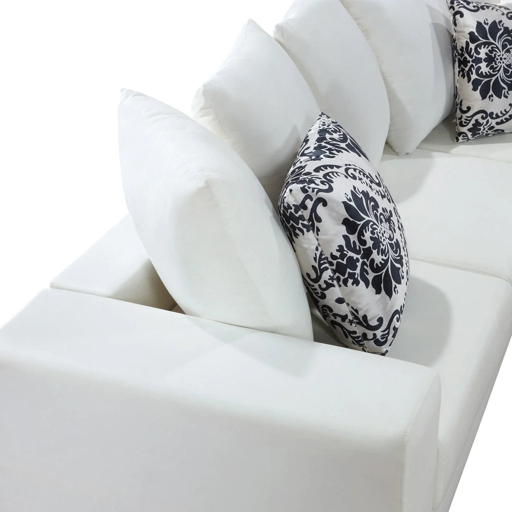 U Shape Velvet Sectional Sofa with Pillows and Chaise Lounge Y186