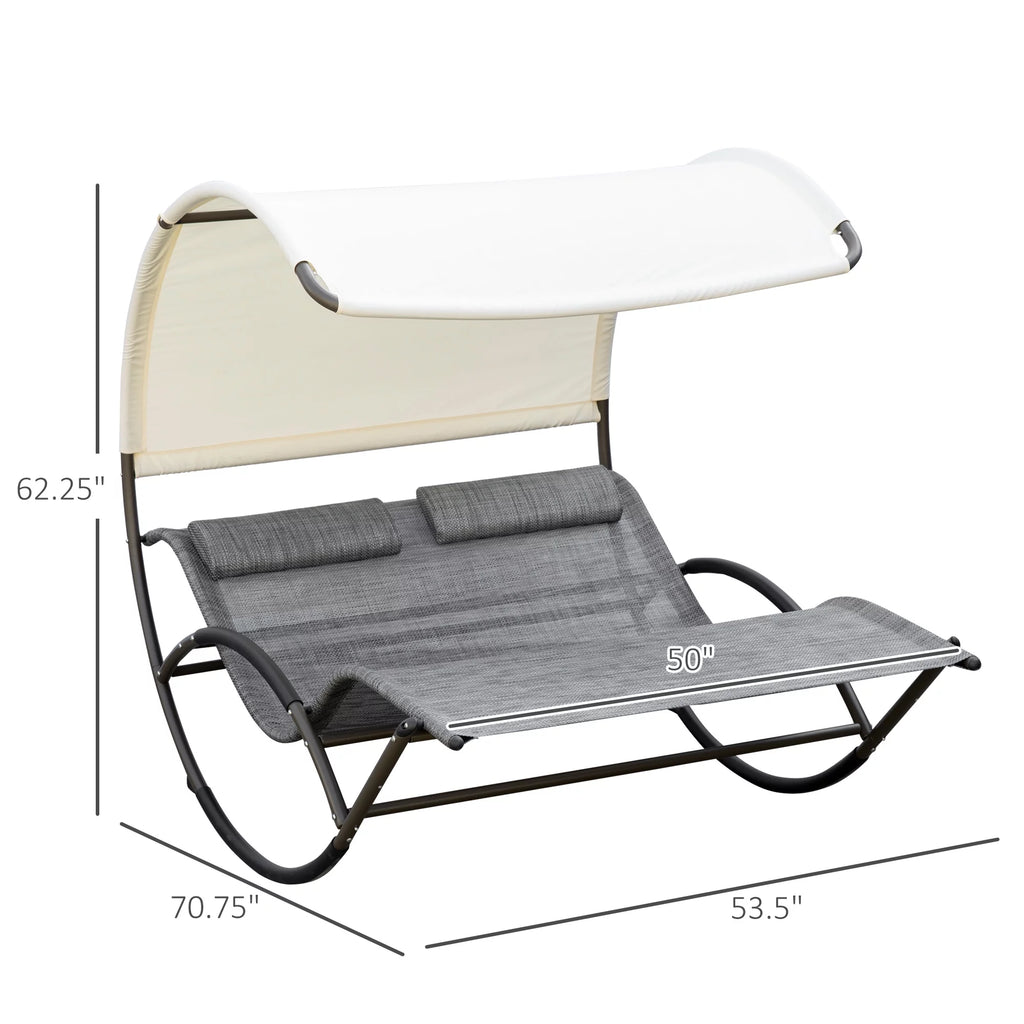 Gray Outdoor Rocking Bed with Canopy D66420