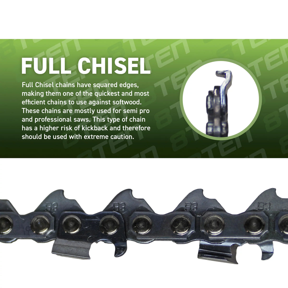 32 inch .063 3/8 105DL Full Chisel Chainsaw Chain 10 Pack B8661