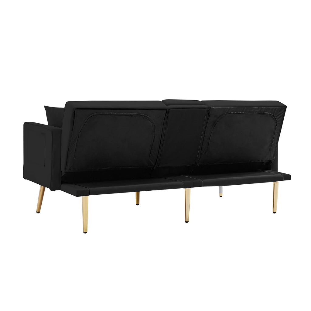 Black Velvet Convertible Futon Sofa Bed V930828