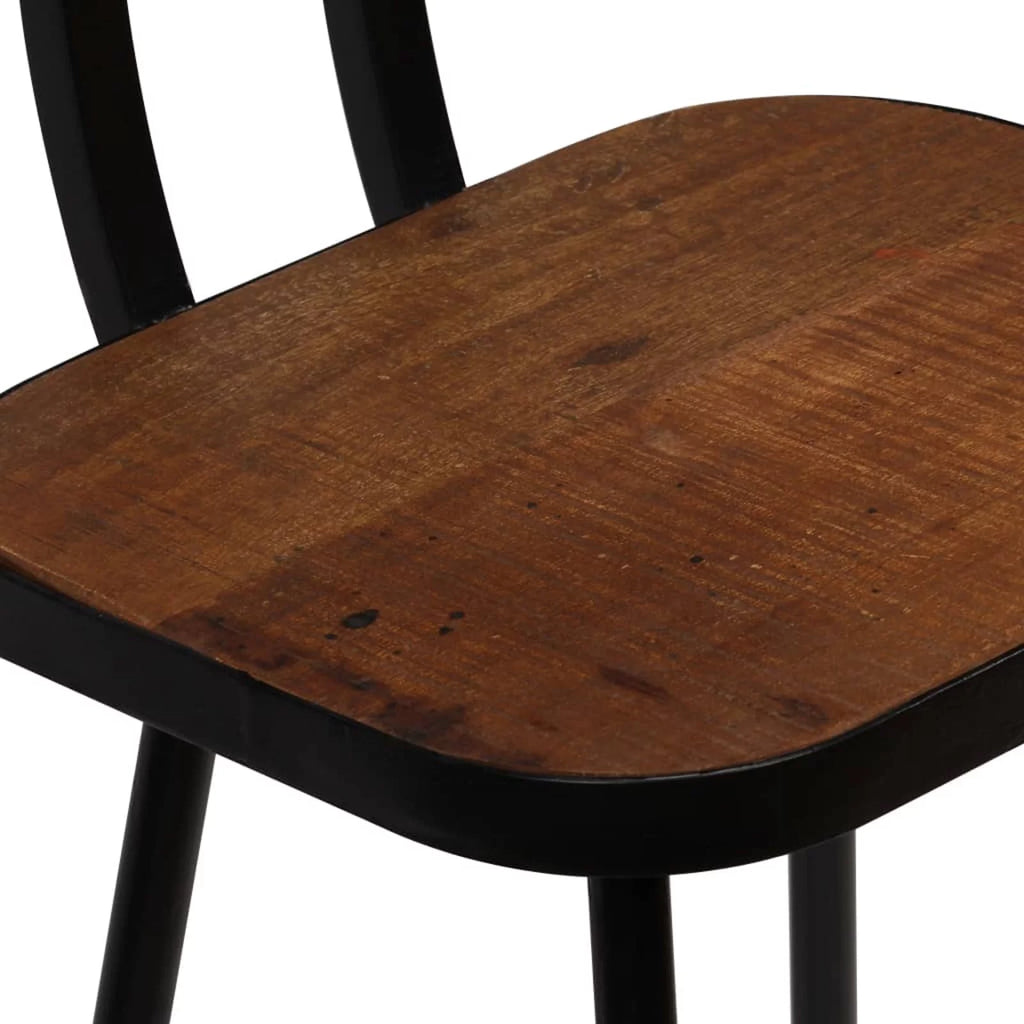 2 Piece Bar Stools Reclaimed Wood Seat with Backrest Steel Frame E623