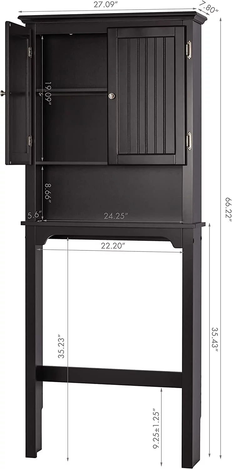 Bathroom Storage Over The Toilet Cabinet with Adjustable Shelves and Double Doors U605