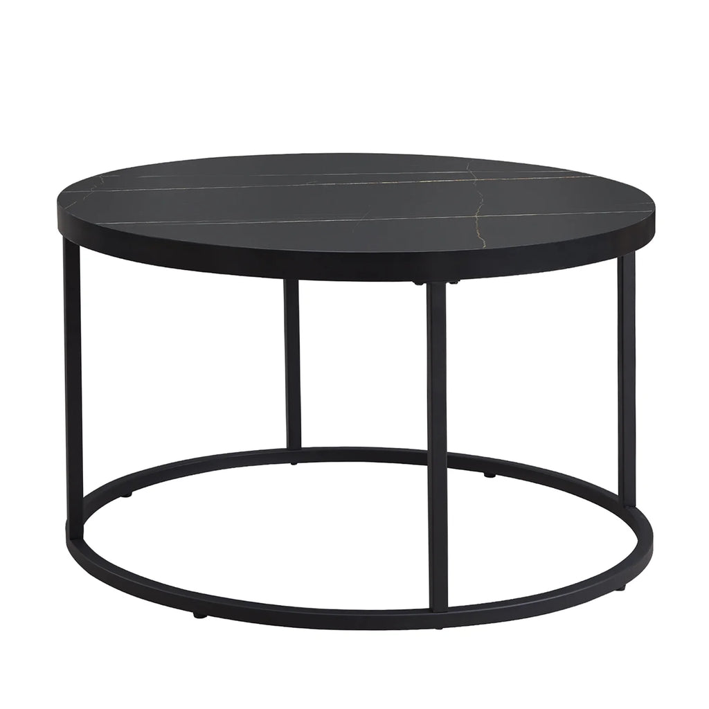 Black Marble Round Coffee Table Ottoman N713670