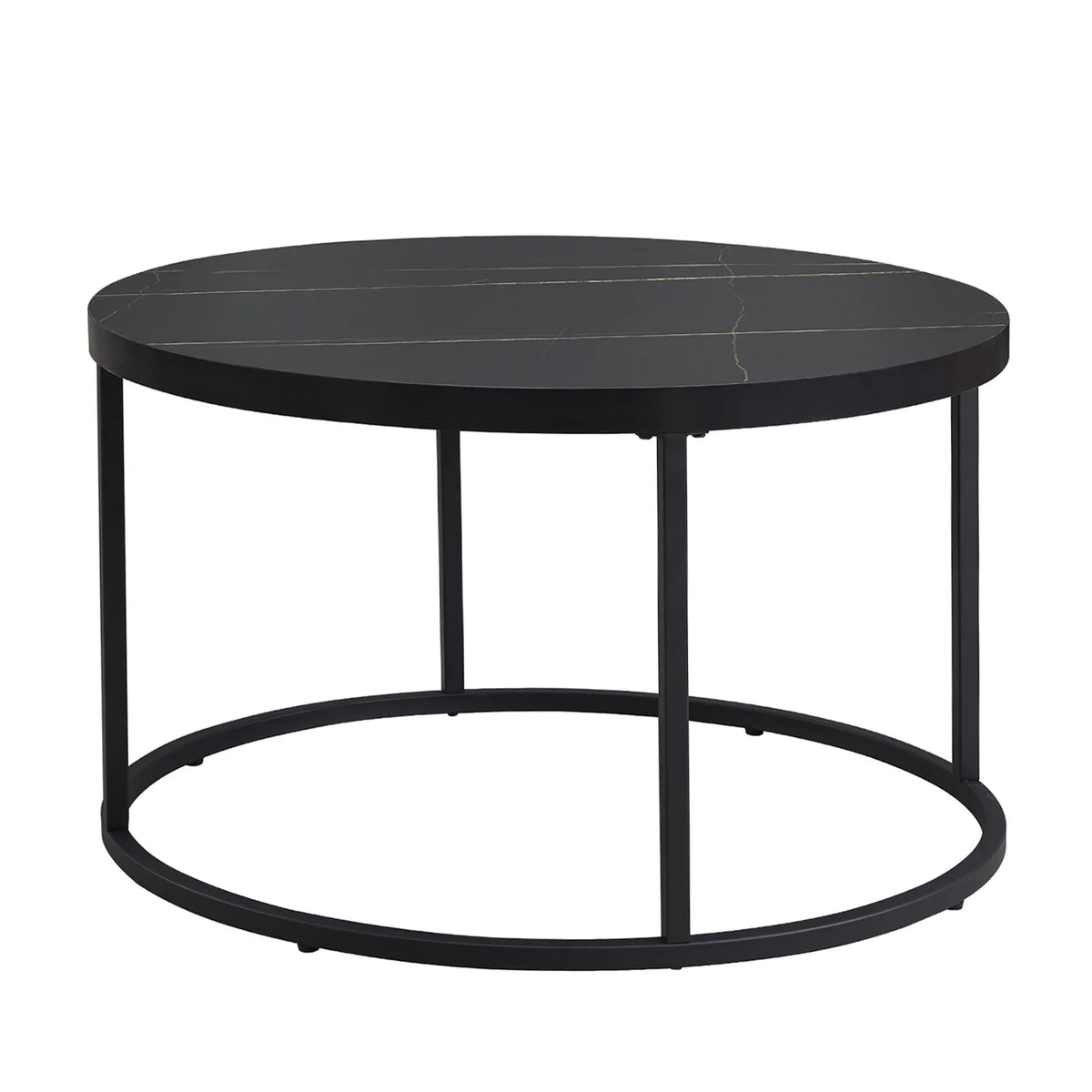 Black Marble Round Coffee Table Ottoman N713670