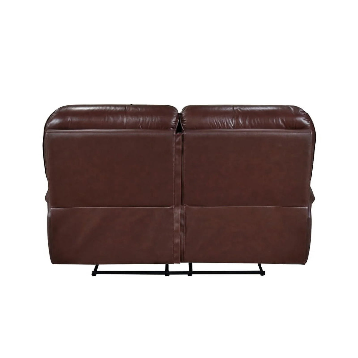 Brown Leather Match Double Reclining Love Seat S948