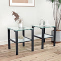 Set of 2 Tempered Glass Square Side Table Y6029
