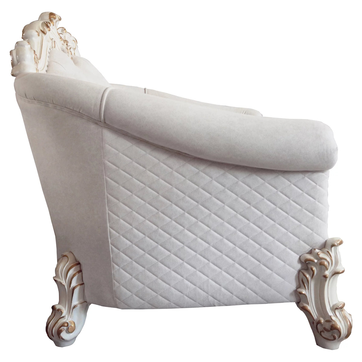 Ivory Fabric Loveseat with 4 Pillows V7943