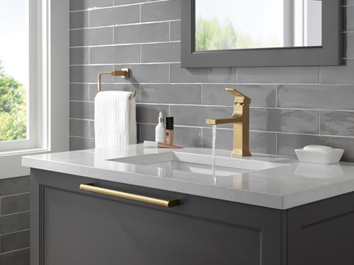 Brushed Gold Single Hole Bathroom Faucet with Push-Pop Drain Y984459
