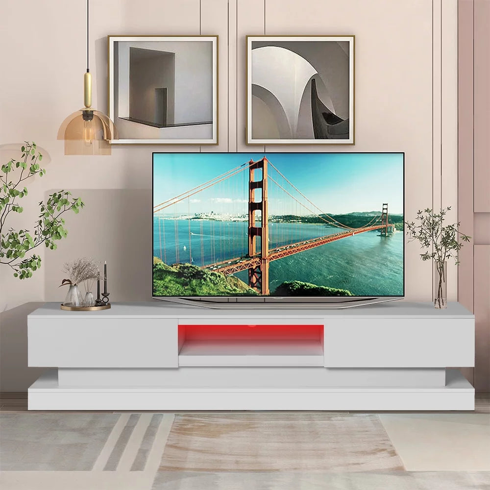 White High Gloss LED TV Stand with 16 Colors Lights T111372