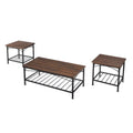 Coffee Table Set of 3 with Storage Shelf L195