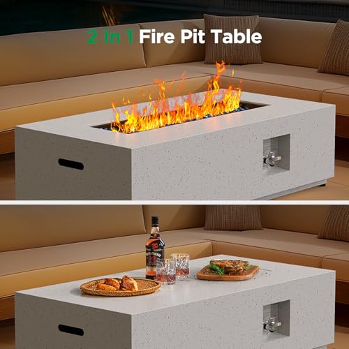 43 Inch 50000 BTU Propane Gas Fire Pit Table with Glass Rocks B895
