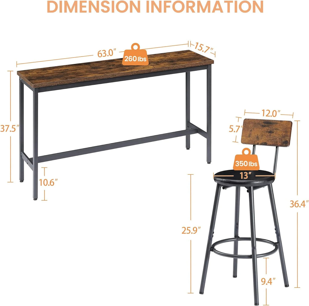 Wood Bar Table and Chairs Set for 3 A4707