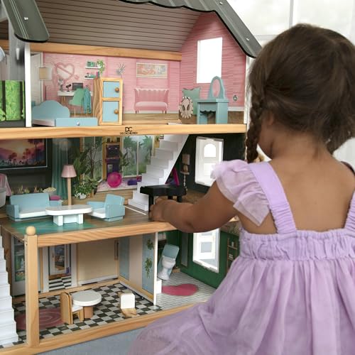 3-Story Dollhouse with 4 Rooms and 16 Accessories J3496