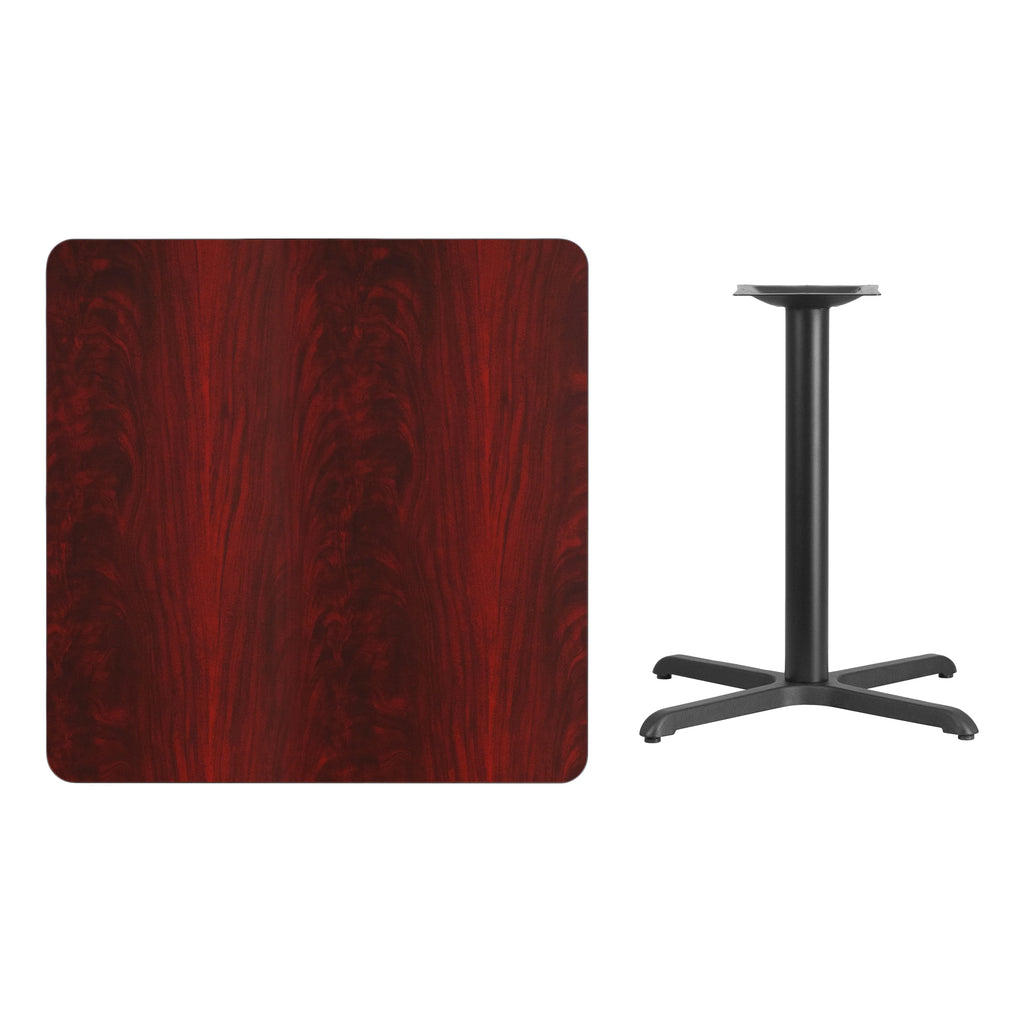 36" Square Mahogany Laminate Table Top with 30"x30" Base E369
