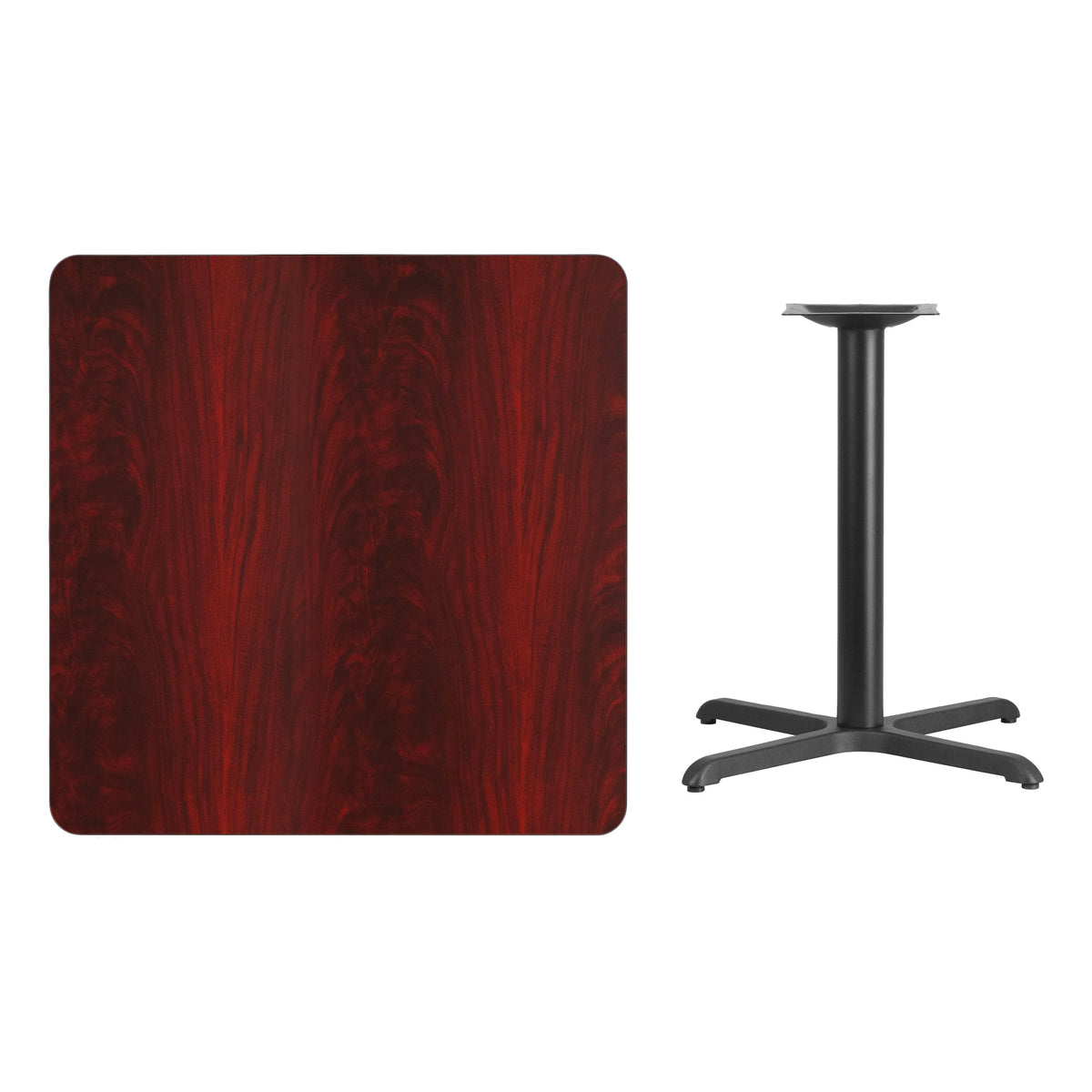 36" Square Mahogany Laminate Table Top with 30"x30" Base E369