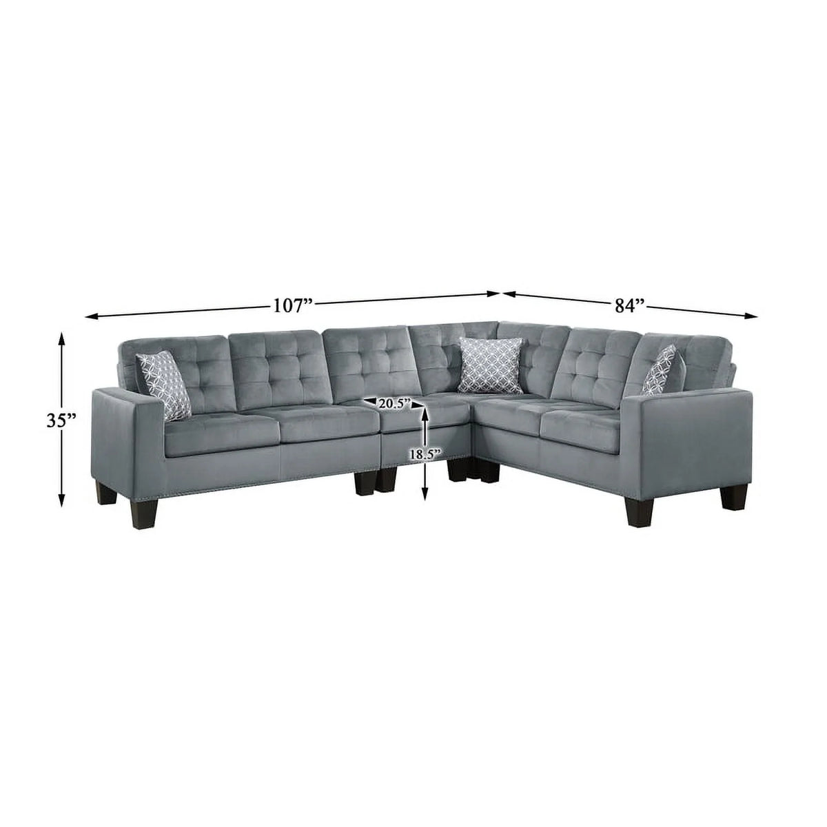 Gray Microfiber Reversible Sectional Q220514