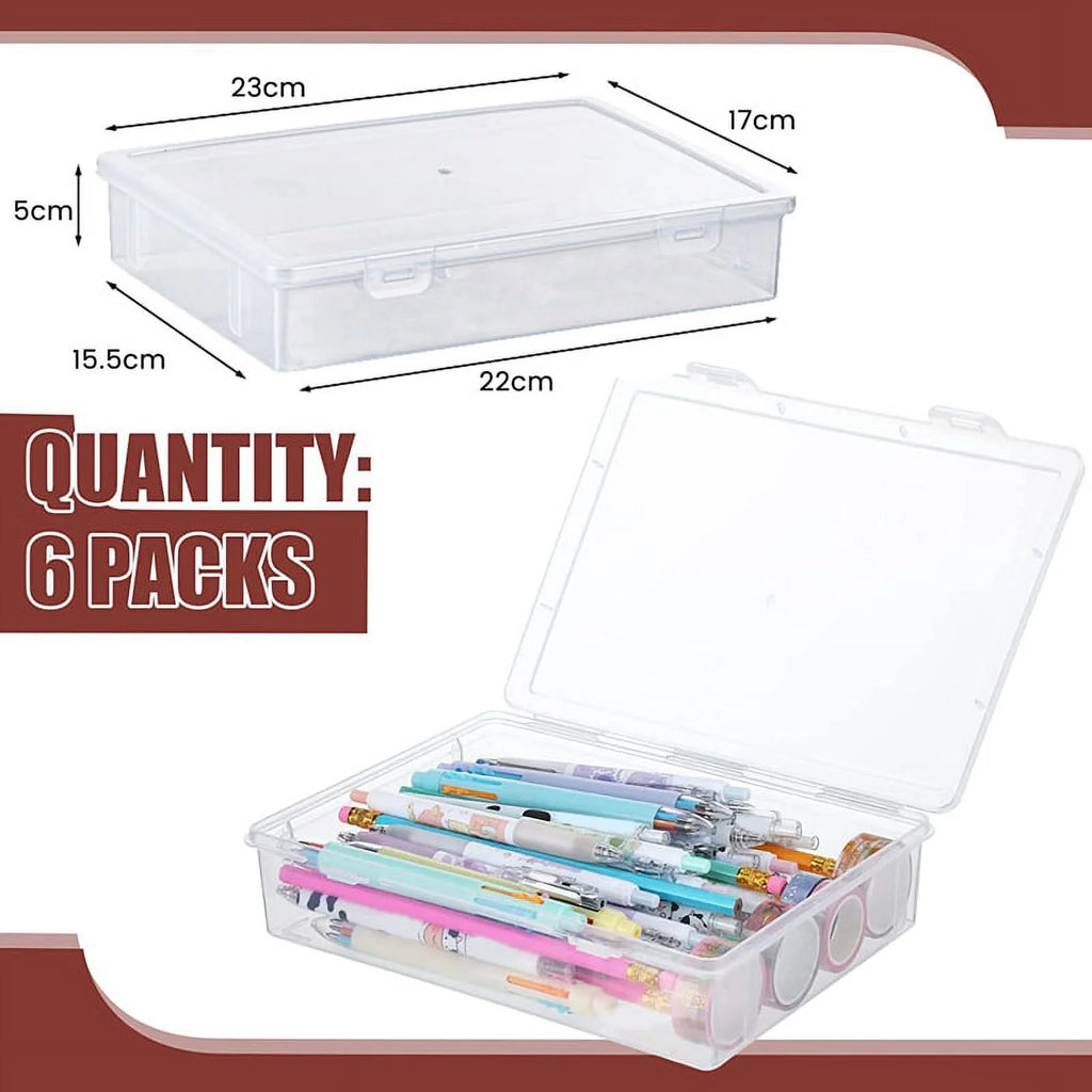 Plastic Storage Box, 7"x9"x2", 6 Pcs W4554