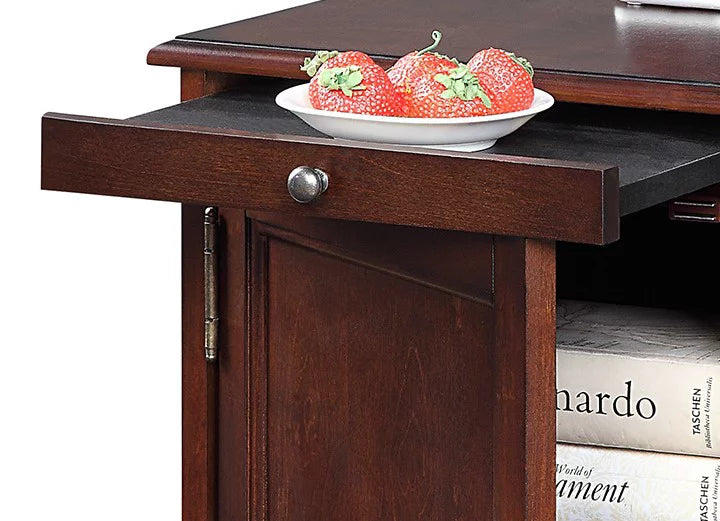 1pc Birch Veneer Side Table with USB Outlet V802388