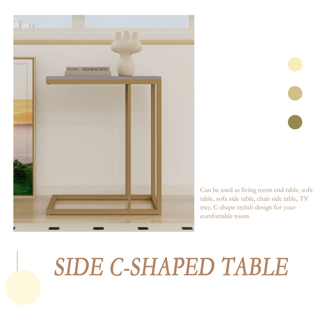 C Shaped Wood Side Table A600
