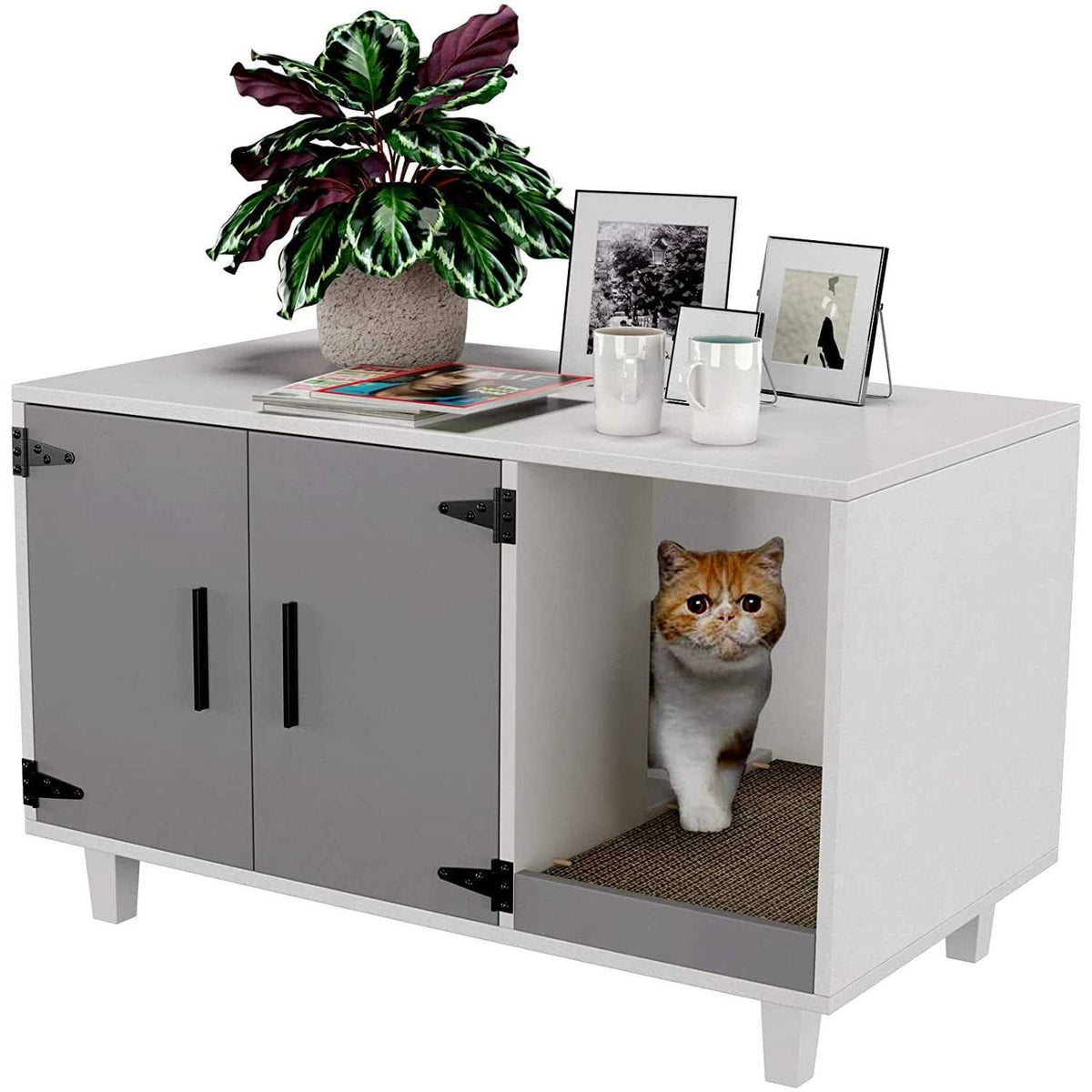 Cat Litter Box Enclosure with Scratch Pad R143