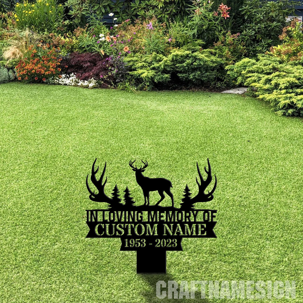 Custom Deer Hunting Memorial Stake R6081