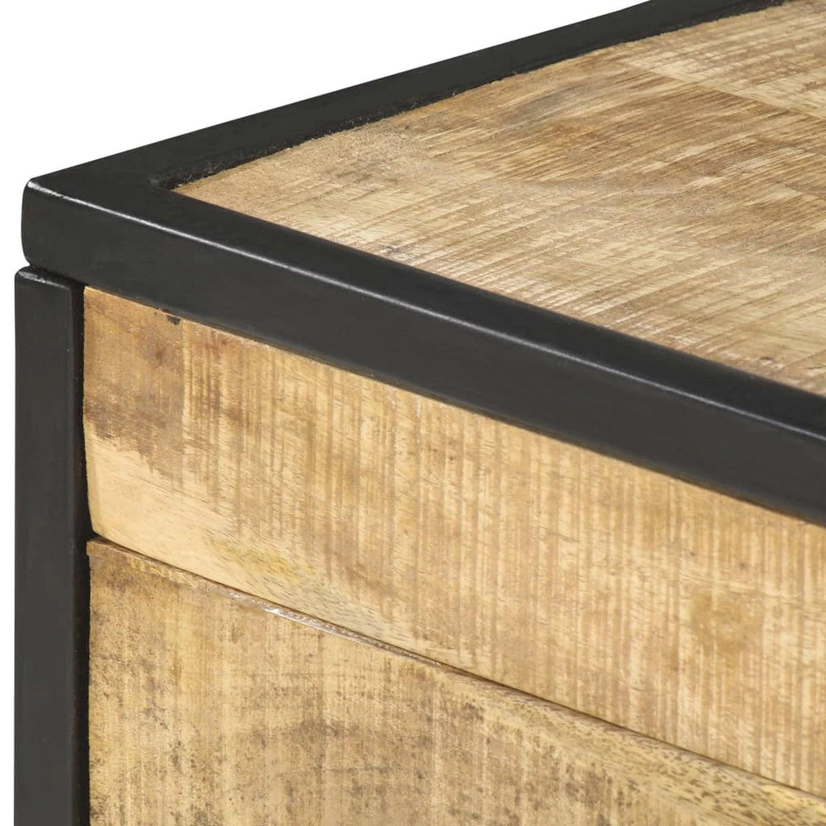 Mango Wood Coffee Table with Flip-up Door and 4 Rolling Wheels O208