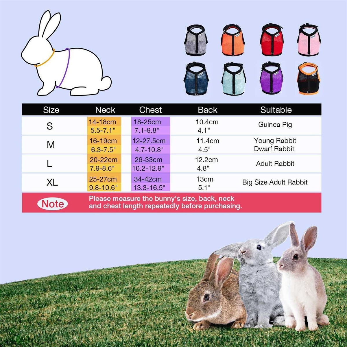 Adjustable Soft Harness with Elastic Leash for Rabbits L566772