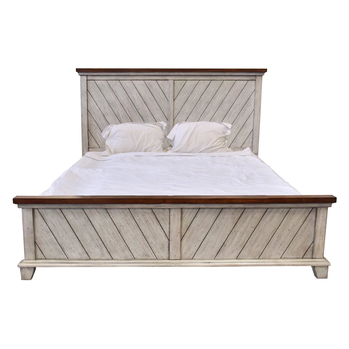 Rustic Ivory Queen Panel Bed V464533