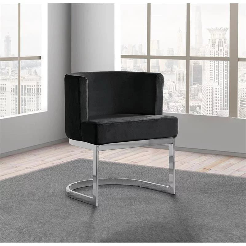 Black Velvet Accent Chair with Chrome Base Y810