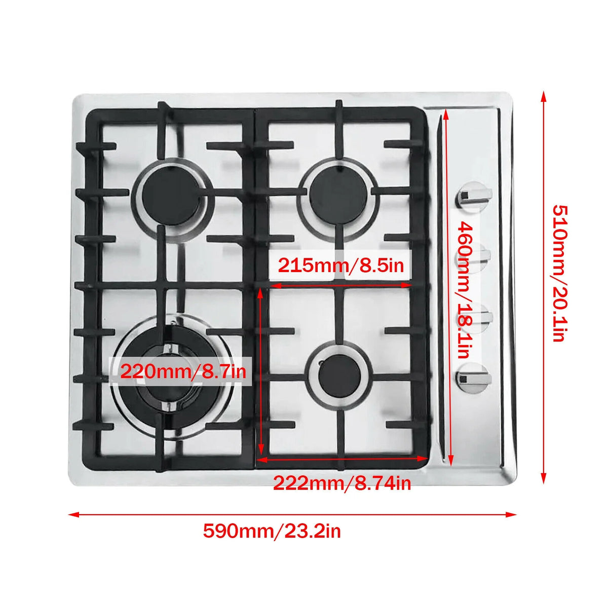 23" 4 Burners Stainless Steel Cooktop R50884