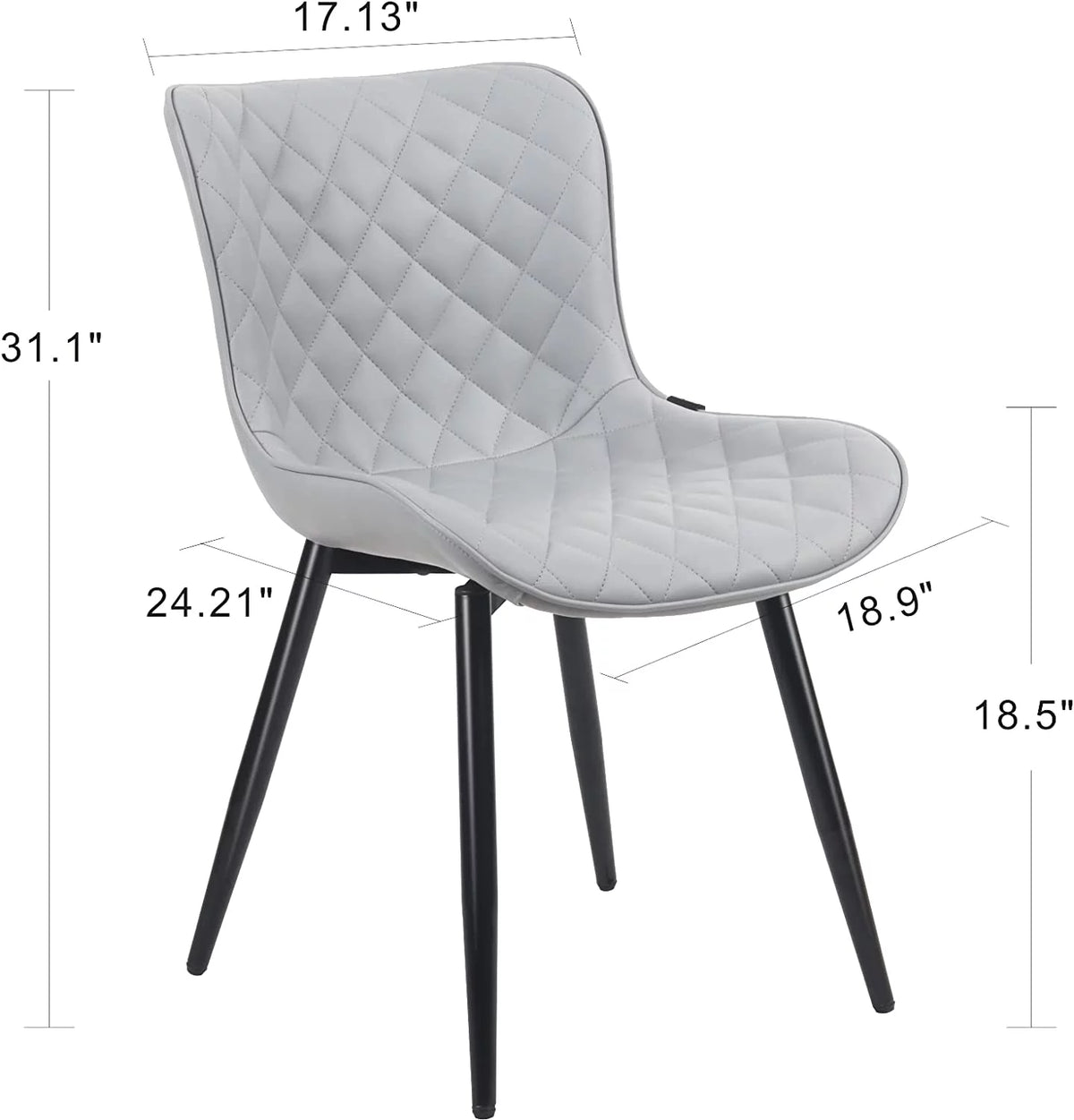 Gray PU Leather Upholstered Dining Chairs Set of 2 X644