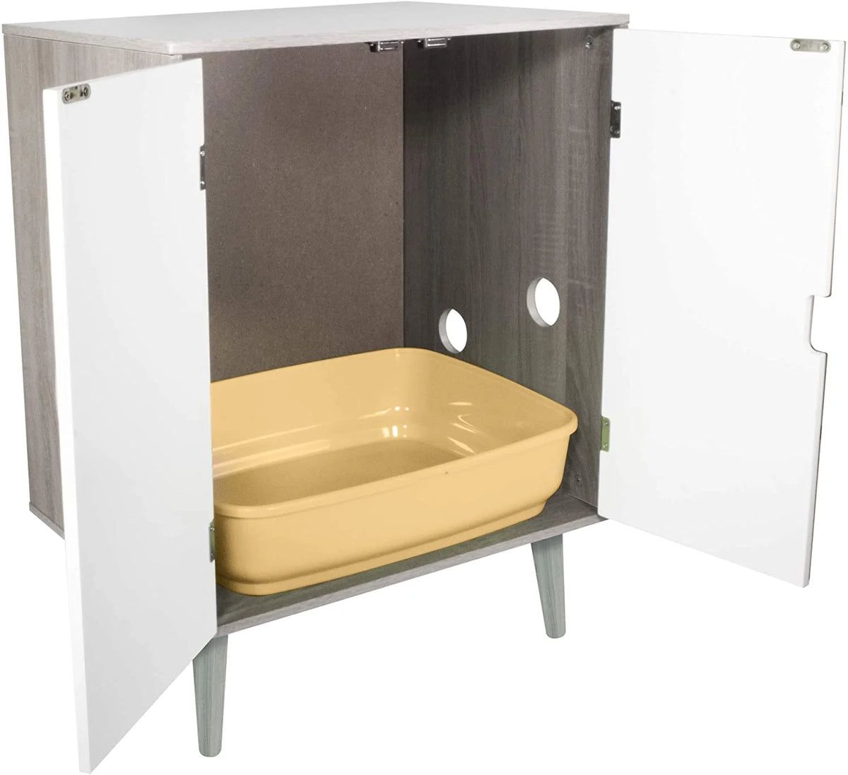 Grey Wood Grain Cat Litter Cabinet P178989