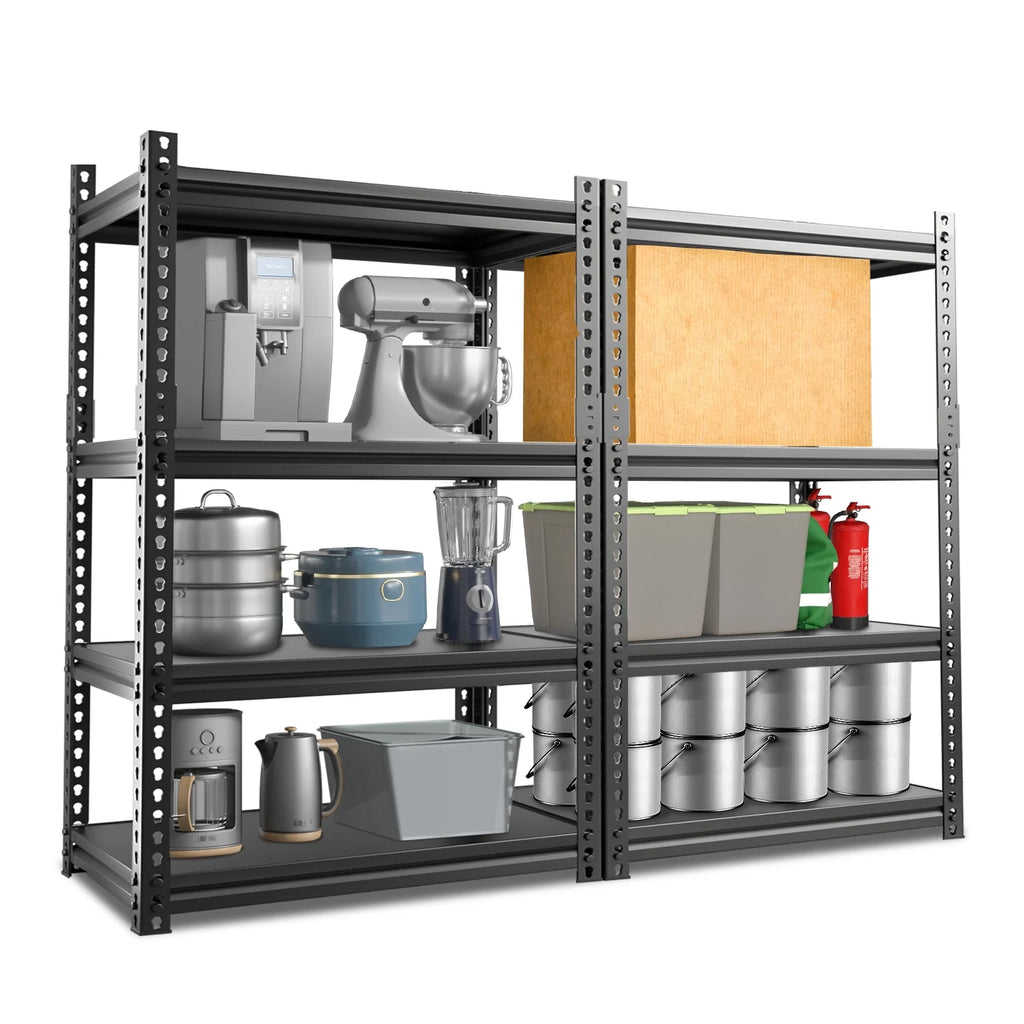 2 Packs 4 Tier Adjustable Metal Storage Shelves E97423