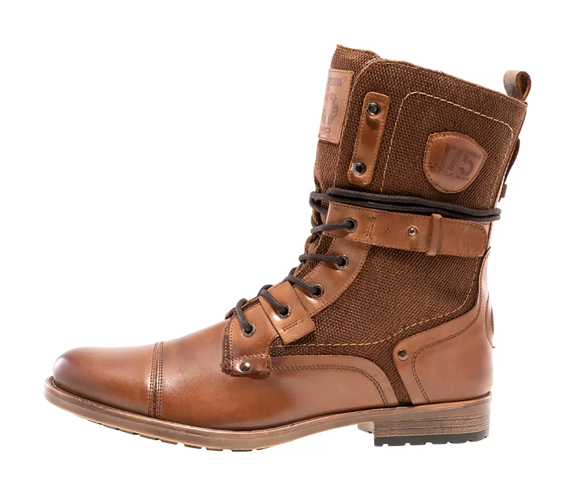 Light Weight Mid-calf Cap-toe Lace-up Combat Boots O415926