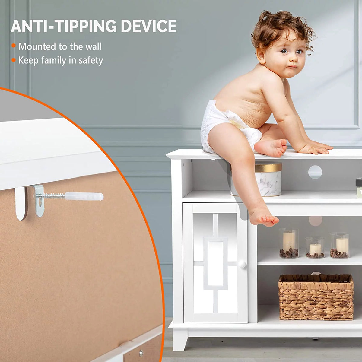 White TV Stand Entertainment Center R880