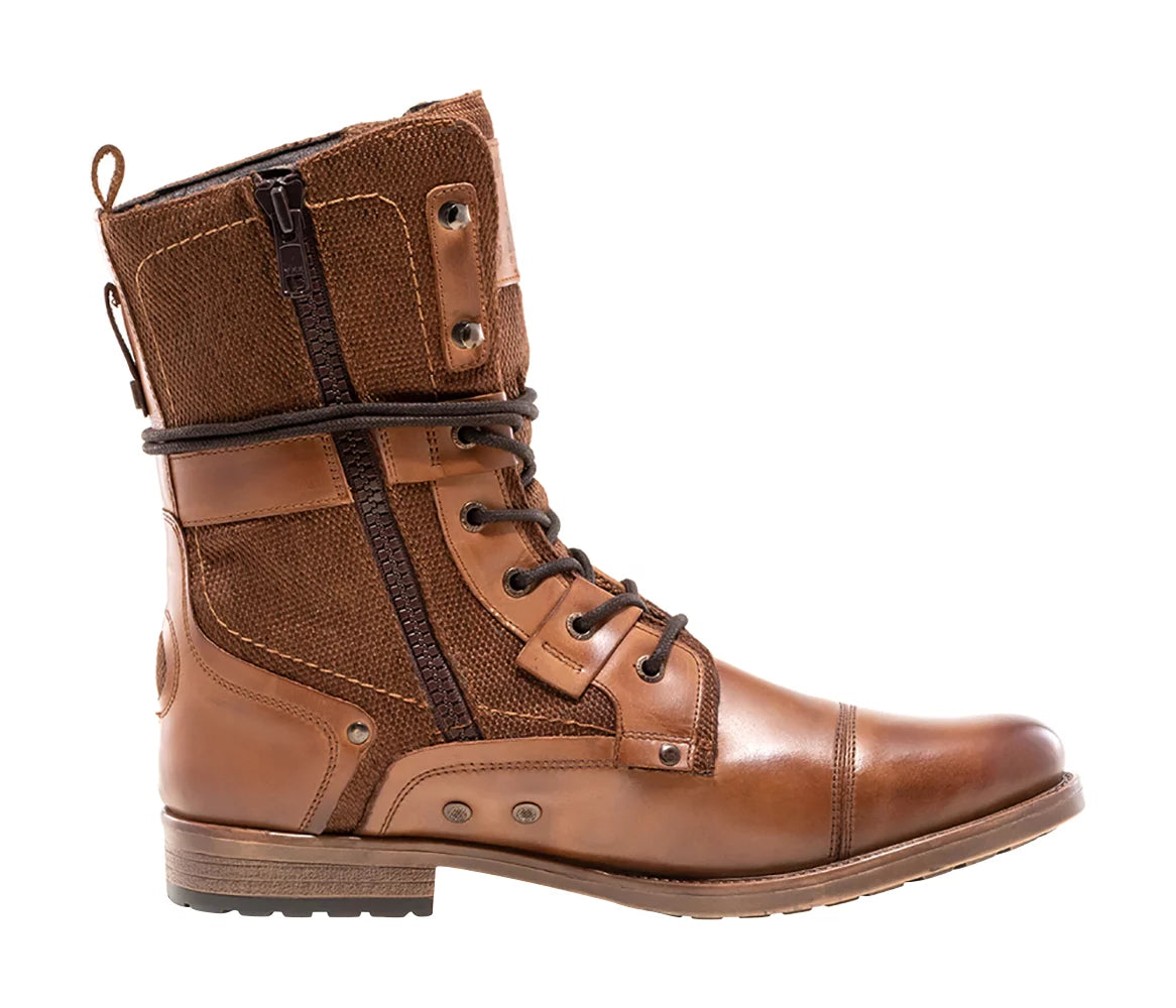 Light Weight Mid-calf Cap-toe Lace-up Combat Boots O415926