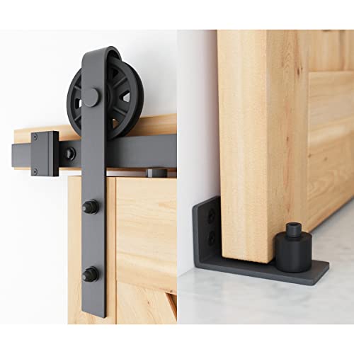6.6ft Heavy Duty Sliding Barn Door Hardware Kit, Black O118